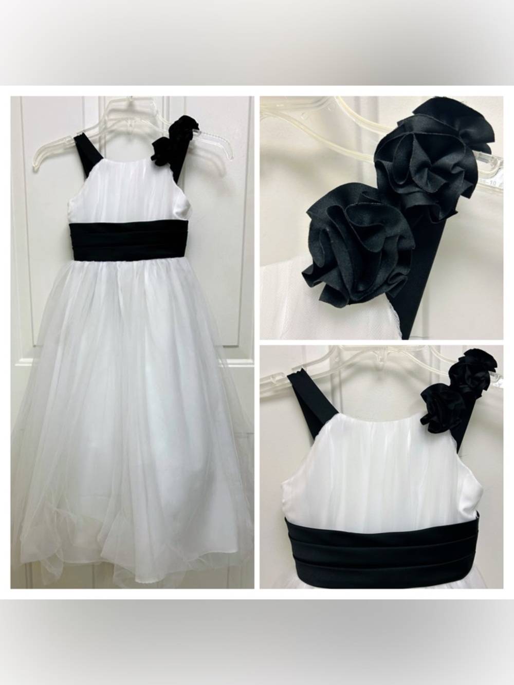 Alfred Angelo Little Girls Black & White Flower Girl Dress or Long Pageant Dress